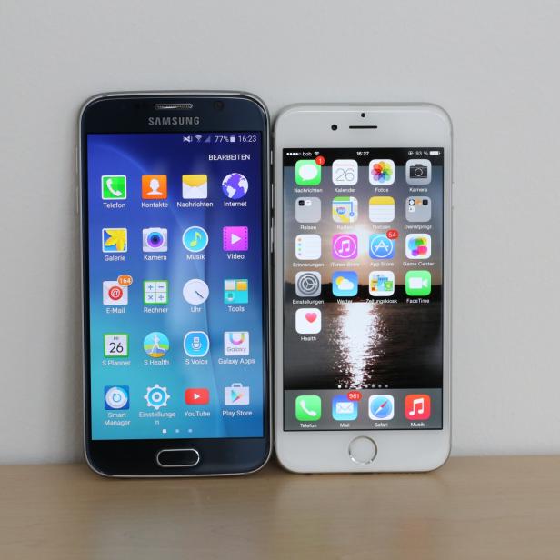 Samsung Salaxy S6 (links) und iPhone 6