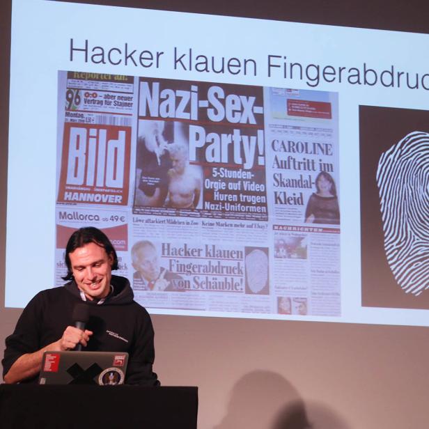 Starbug bei seinem Vortrag „Passwort, Chip oder Biometrie?“ bei der Privacy Week in Wien.