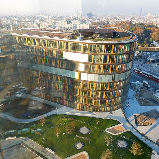 Schöner Blick aus dem Erste Campus in Richtung Wiener Innenstadt