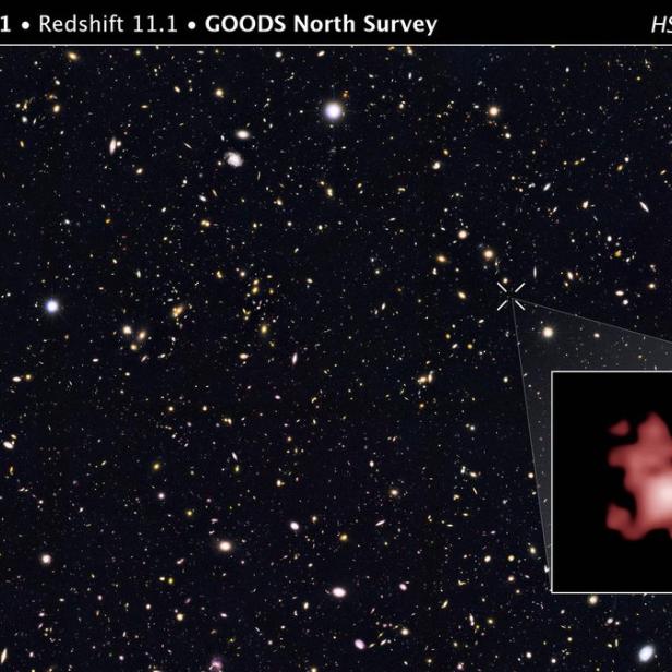 Die neu entdeckte Galaxie GN-z11 entstand nur 400 Millionen Jahre nach dem Urknall - das gesamte Universum ist knapp 13,8 Milliarden Jahre alt