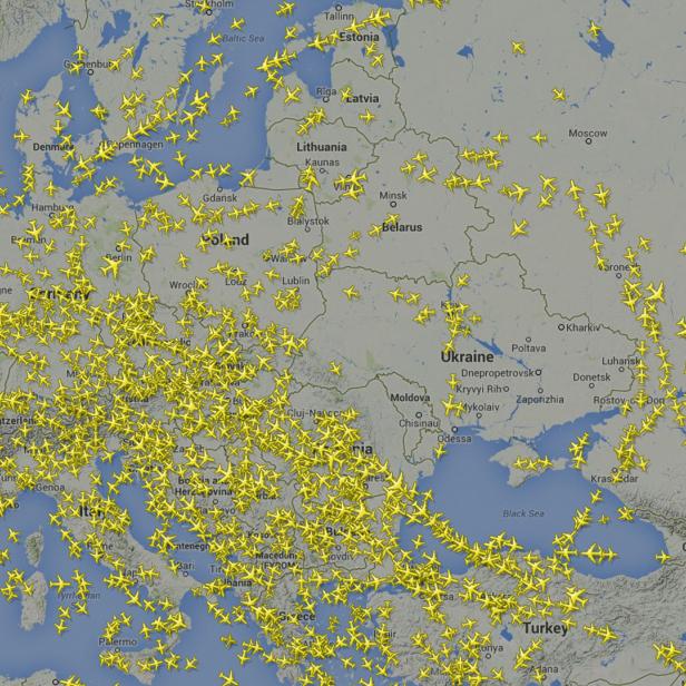 Der Flugverkehr über Europa, einen Tag nach der MH17-Katastrophe