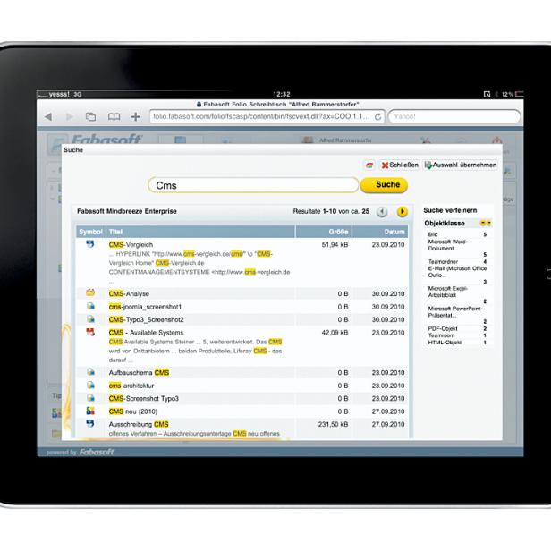 Mindbreeze-Enterprise-Suche am Tablet ...