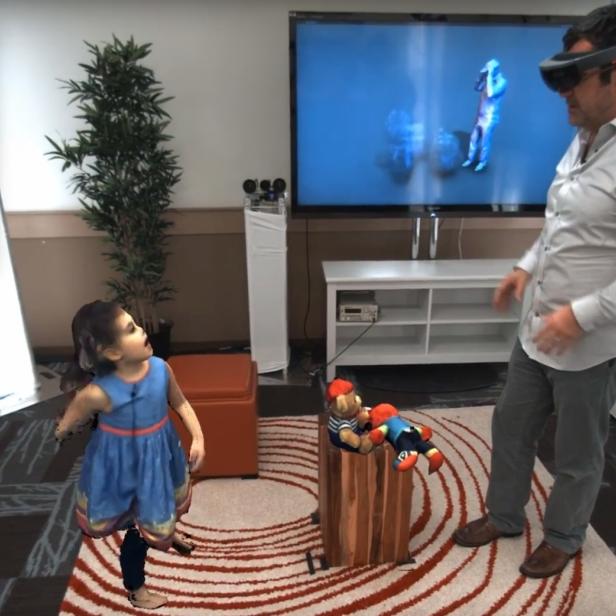 Mit HoloLens können Gespräche mit holografischen Kindern geführt werden - wenn sich diese in einem kompatiblen Raum, von Kameras umringt, befinden