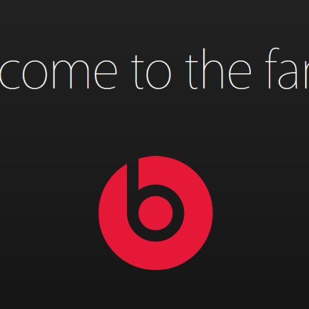 Auf der Website apple.com/welcome-beats/ wird Beats in der Apple-Familie begrüßt.