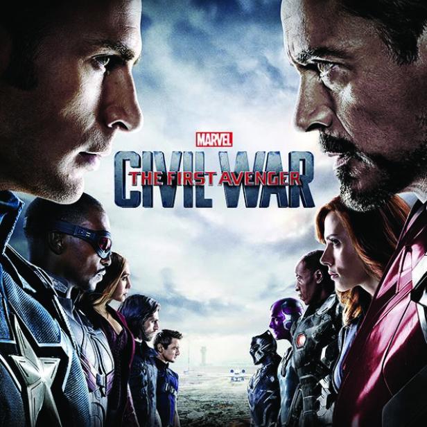 Das Filmplakat zu „The First Avenger: Civil War“ zeigt die gespaltene Heldengruppe.