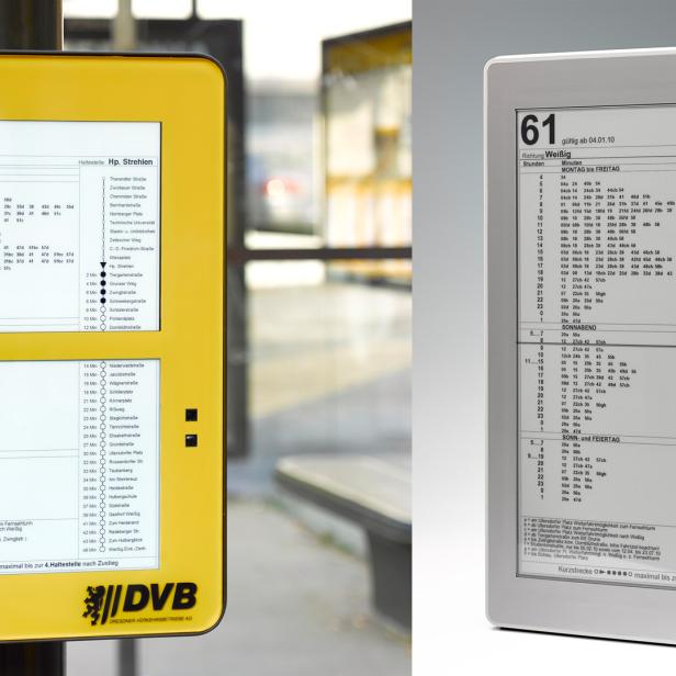 Das E-Ink-Display deZign soll Fahrpläne aus Papier ersetzen