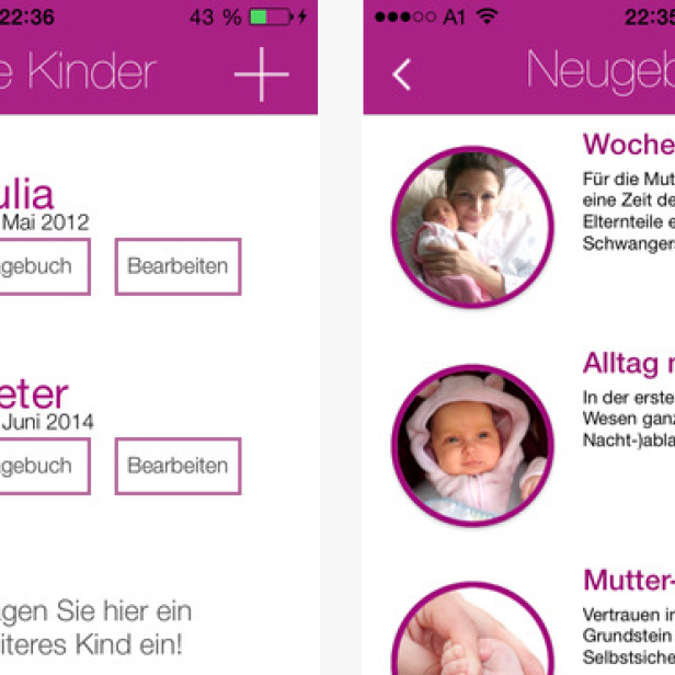 Screenshots der FamilienApp des BMFJ