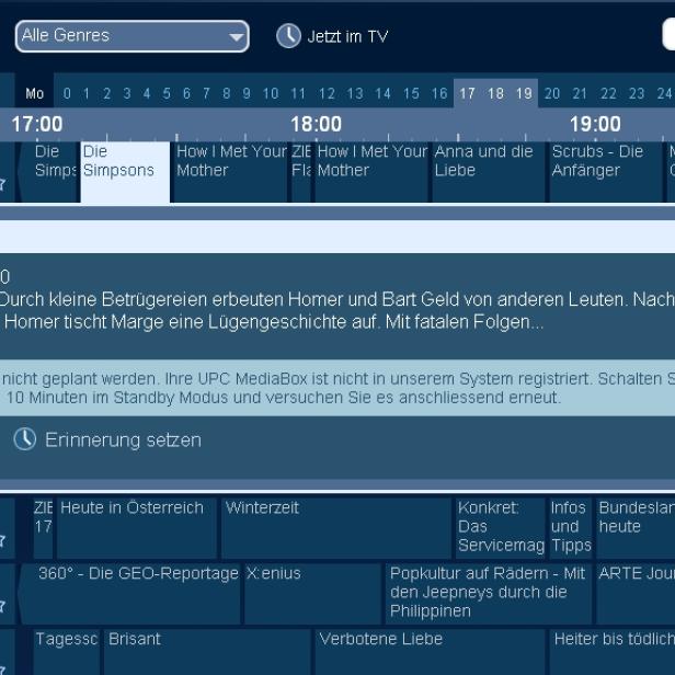 Diese Erklärung wurde angezeigt, als die Website-Version des TV-Planers anfangs aufgerufen wurde.