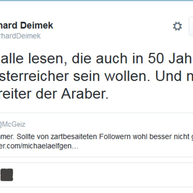 Der Stein des Anstoßes: Ein Retweet von Gerhard Deimek