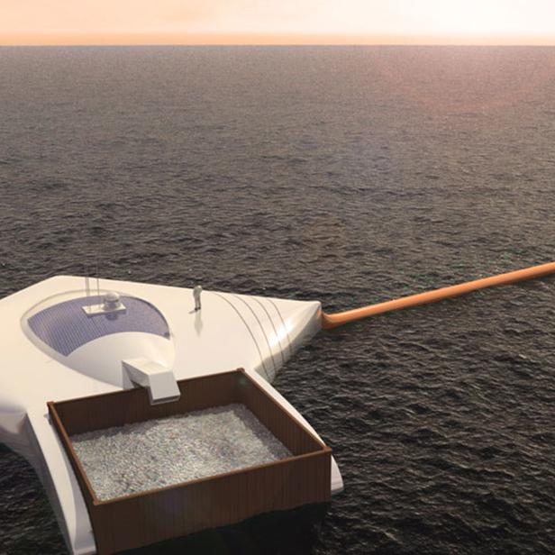 Das Projekt &quot;The Ocean Cleanup&quot; sieht treibende Müllbarrieren im Meer vor