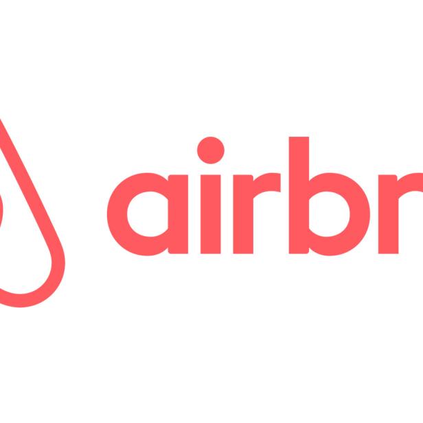 Das rote Airbnb-Logo auf einem weißen Hintergrund.