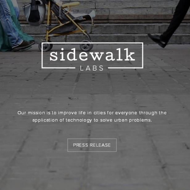 Die Homepage von Sidewalk Labs ist noch ziemlich leer