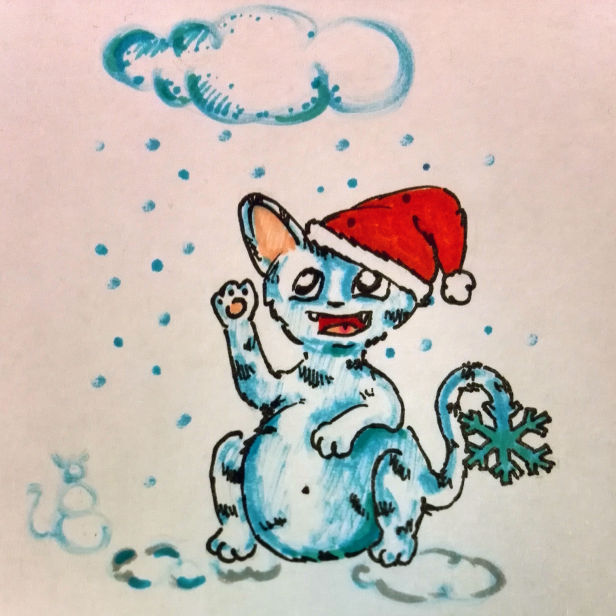 Hier ein Bildchen Jessica Pichlers Graf Katzula-Pokémon im Weihnachtsstil. Es kann Gesang (Weihnachtslieder zum Einschläfern), Weißnebel, Hagelsturm und natürlich Pulverschnee (die Attacke wird dann am 24. vorgeführt ... hoffentlich :D!)