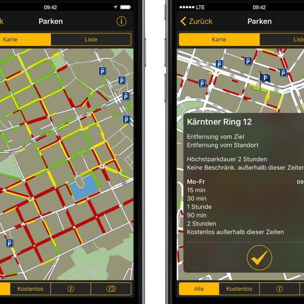 Die Navigon-App zeigt nun auch Parkplatzverfügbarkeit an