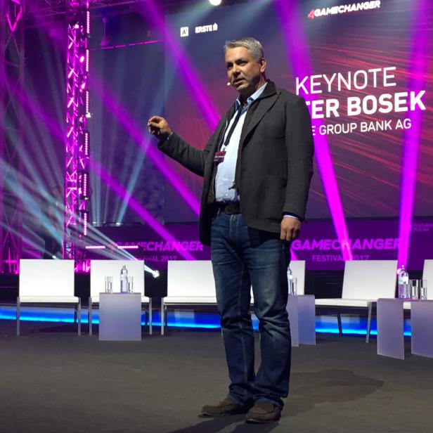 Peter Bosek, Erste Vorstand, auf dem 4Gamechanger Festival 2017