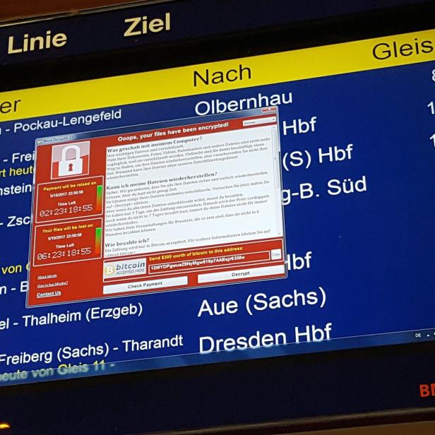 In Deutschland sind die Displays der Deutschen Bahn von #WannaCry betroffen.