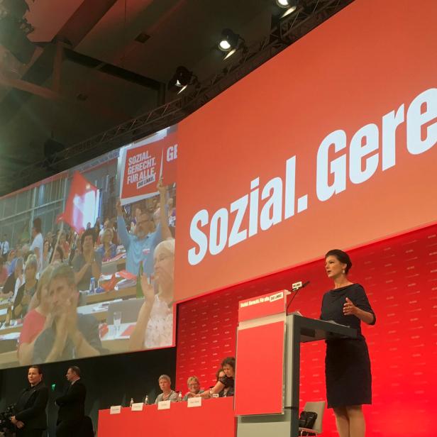 Sarah Wagenknecht, Spitzenkandidatin der Linkspartei am Parteitag in Hannover