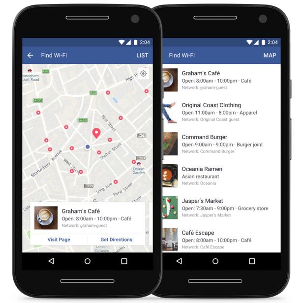 So sieht die &quot;WLAN finden&quot;-Funktion in der Facebook-App aus