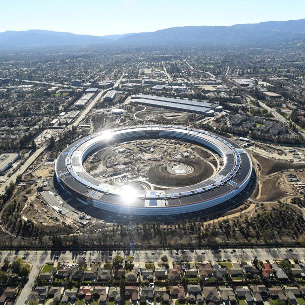 Luftaufnahme des Apple Park Campus in Cupertino, Kalifornien.
