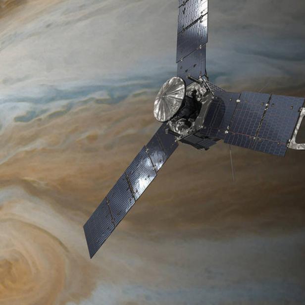 NASA-Illustration von Juno über dem Jupiter