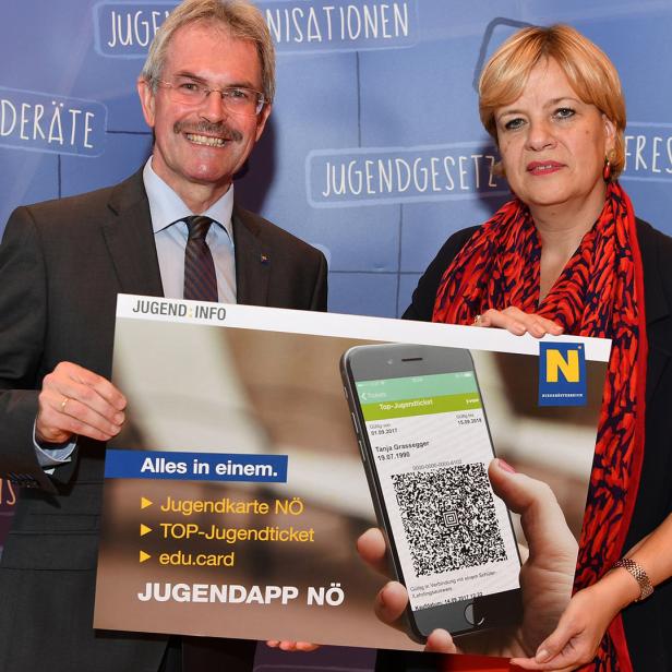 Landesrat Karl Wilfing und Landesrätin Barbara Schwarz präsentieren die Jugendapp NÖ