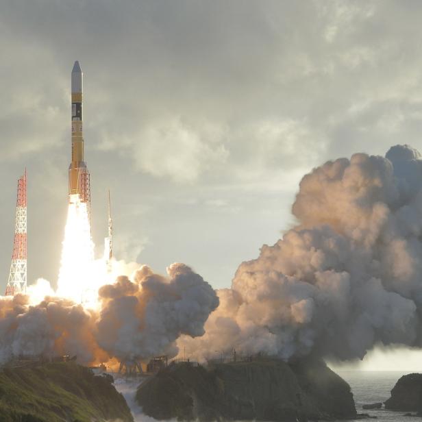 Die Trägerrakete, die den letzten Satelliten für das japanische GPS ins All befördert