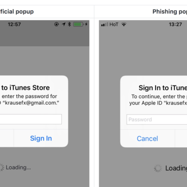 Nicht zu unterscheiden: Echte und gefälschte Passwortabfrage in iOS
