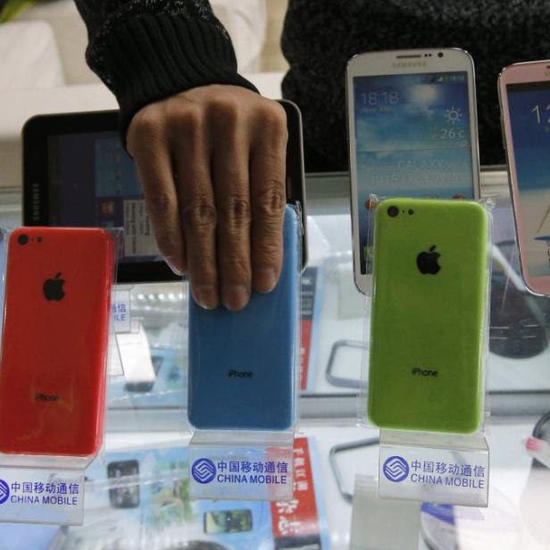 iPhone 5C Modelle in einem chinesischen Kaufhaus