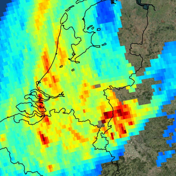 Sentinel 5P Aufnahmen: Stickstoffdioxid über den Niederlanden