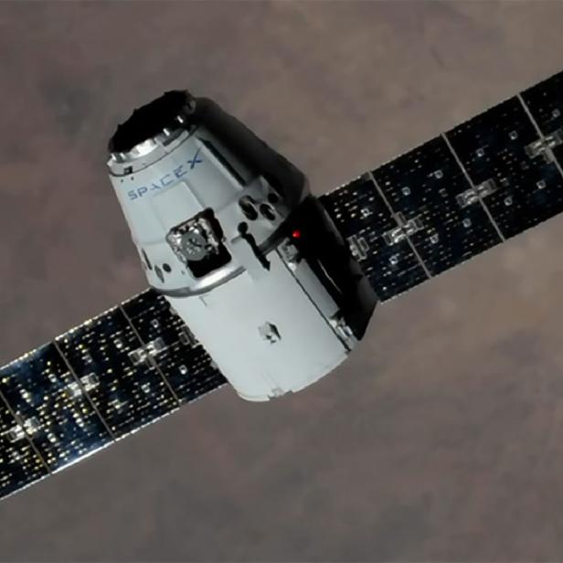 Eine Dragon-Raumkapsel von SpaceX im Weltraum.