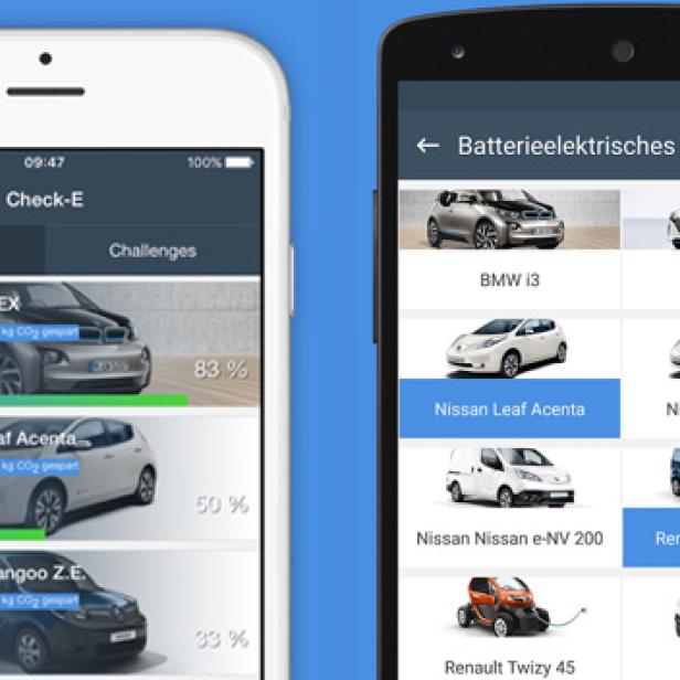 Die App CHECK-E soll zeigen, welches Einsparungspotenzial Elektrofahrzeuge auf den täglichen Wegen des Nutzers liefern könnten