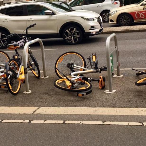 Obike, Leihrad, Wien, Blockade, Wien, Radbügel