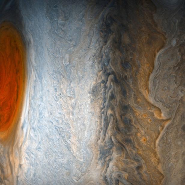 Jupiter&#039;s Great Red Spot is shown in this photo taken July 10, 2017. The vista was created by citizen scientists Gerlad Eichstadt and Sean Doran using data from the JunoCam imager on the Juno spacecraft at a distance of 10,274 miles (16,535 km) from the tops of the clouds of the planet according to NASA. NASA/JPL-Caltech/SwRI/MSSS/Gerald Eichstadt/Sean Doran/Handout via REUTERS ATTENTION EDITORS - THIS IMAGE WAS PROVIDED BY A THIRD PARTY