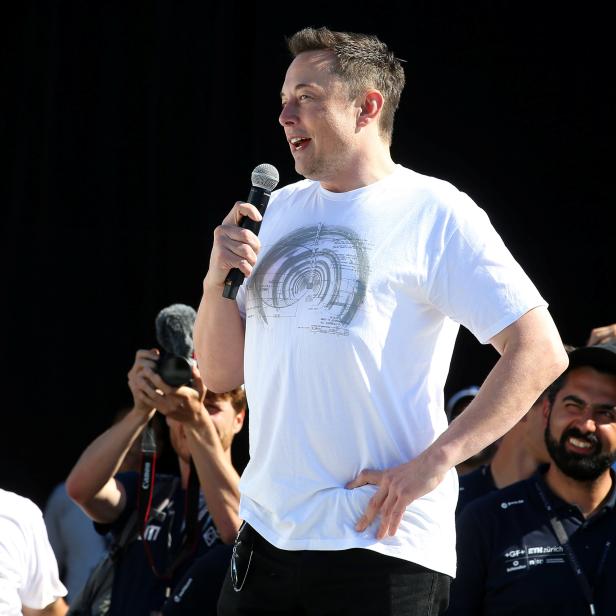 Elon Musk at SpaceX Hyperloop Pod II competition in Hawthorne, California