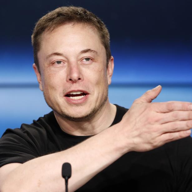 SpaceX founder Musk speaks at a press conference following the first launch of a SpaceX Falcon Heavy rocket in Cape Canaveral