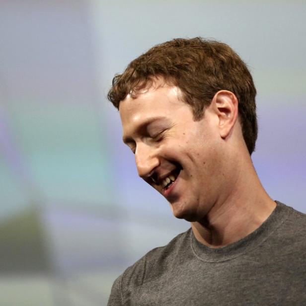 Facebook CEO Mark Zuckerberg reacts during his keynote address at Facebook's f8 developers conference in San Francisco