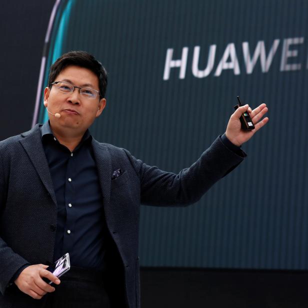 Richard Yu, CEO of the Huawei Consumer Business Group, attends the launching of the new generation of its smartphone, Huawei P20, in Paris