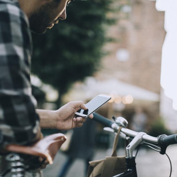 Man using smart phone