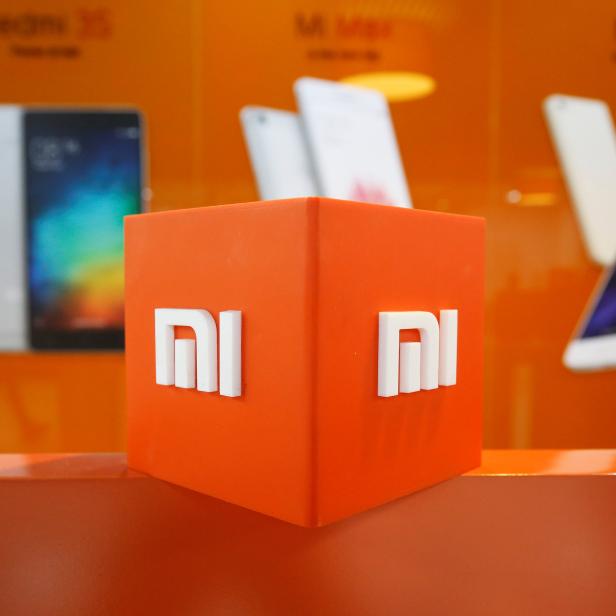 The logo of Xiaomi is seen inside the company's office in Bengaluru