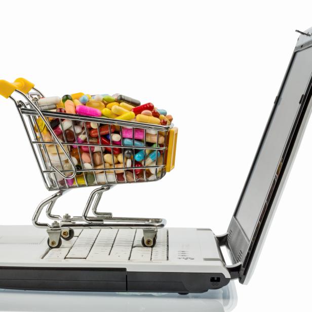 tablets with shopping cart and computer