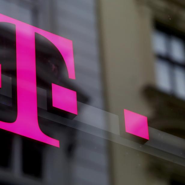 The logo of T-Mobile Austria is seen outside of one of its shops in Vienna