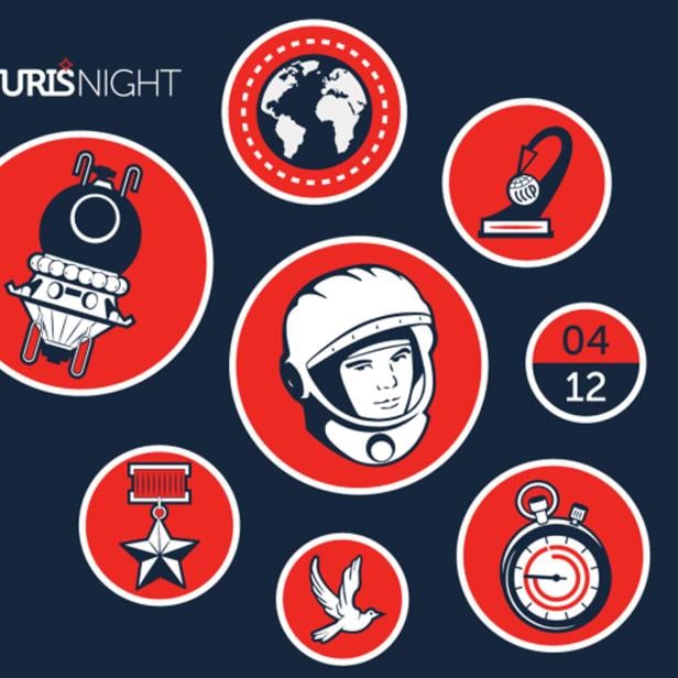 Logo der Yuris Night, die jedes Jahr am 12. April Weltraumfans in aller Welt anspricht