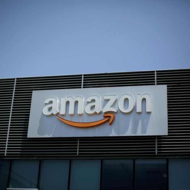 The logo of Amazon is seen on the building, as a spokesperson confirms the dismissal of some of its employees in Costa Rica without detailing the numbers, according to local media in San Jose, Costa Rica