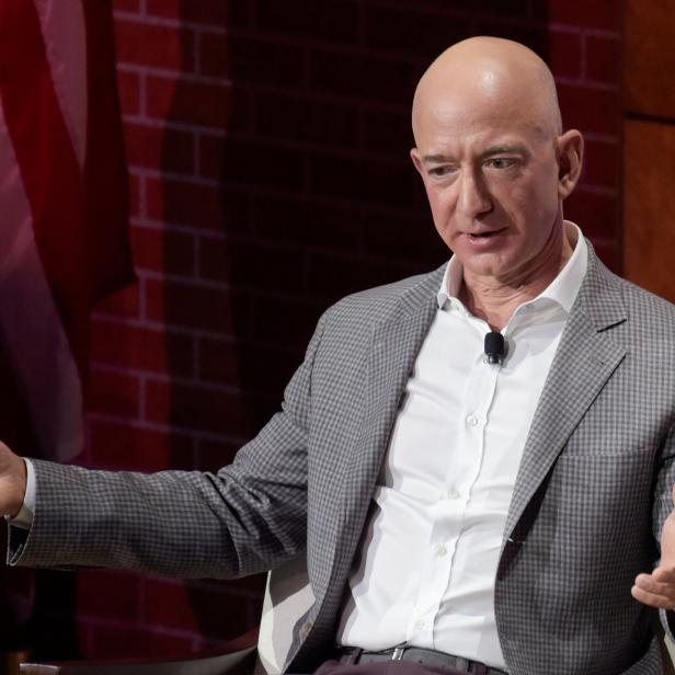 Jeff Bezos of Amazon speaks at the Bush Centers Forum on Leadership in Dallas