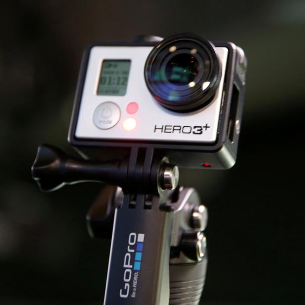 FILE PHOTO: GoPro Hero 3+ camera is seen at the Nasdaq Market Site before GoPro Inc's IPO in New York