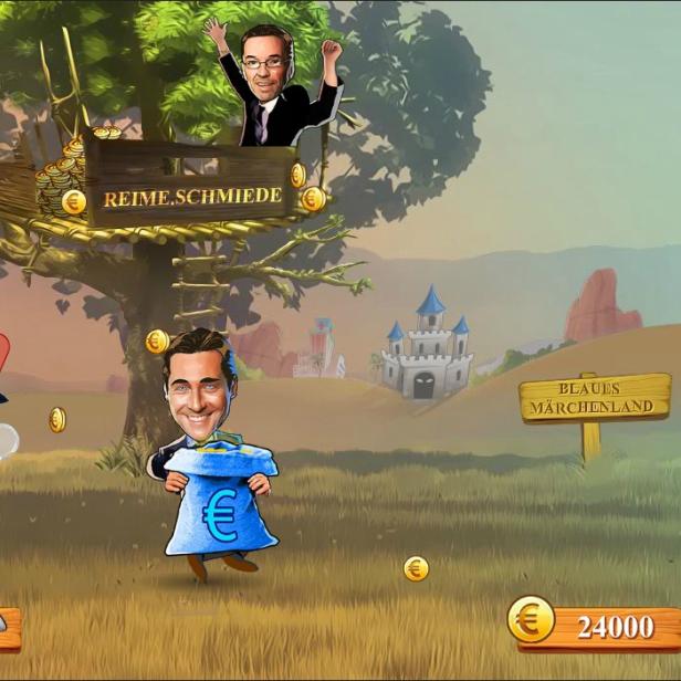 Beim Browser-Spiel Kicklback muss man als HC Strache 70.000 Euro sammeln