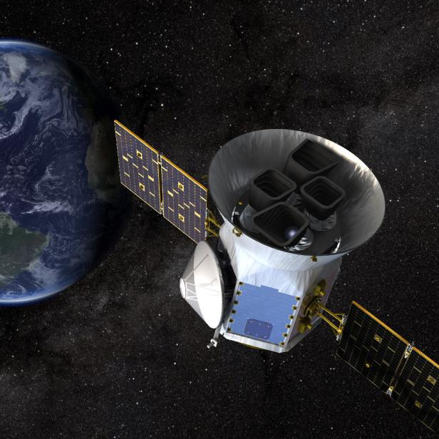 NASA handout of a conceptual illustration of TESS, the Transiting Exoplanet Survey Satellite