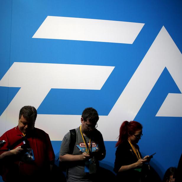 FILE PHOTO: An Electronic Arts (EA) video game logo is seen at the Electronic Entertainment Expo, or E3, in Los Angeles