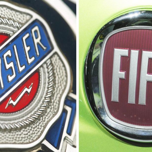 Logos von Chrysler und Fiat.