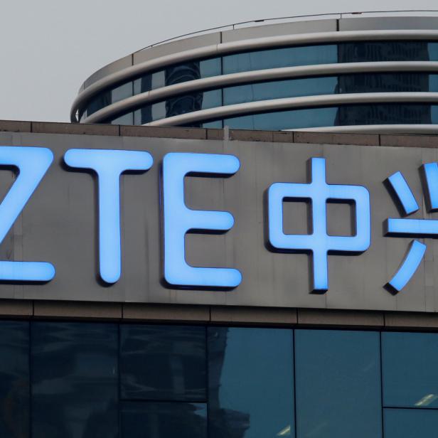 FILE PHOTO: The company name of ZTE is seen outside the ZTE R&D building in Shenzhen, China